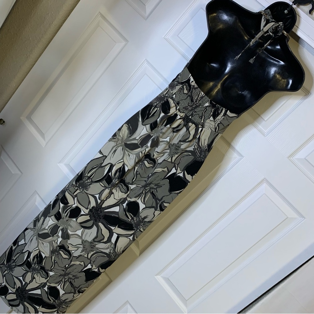 Elle Black & Gray Floral Halter Maxi Dress - Picture 4 of 6